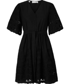 Dahlia short broderi dress sort