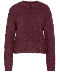 Sassy o-nec knit vinrød