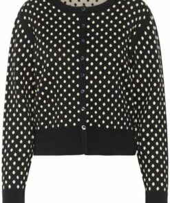 Gya cardigan, prikker sort/hvit