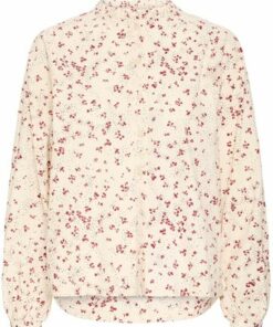 Anora bluse vinrøde blomster