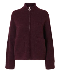 Sia Ras zipper cardigan vinrød