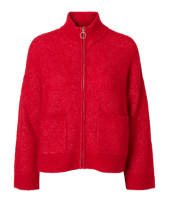 Sia ras zipper cardigan rød