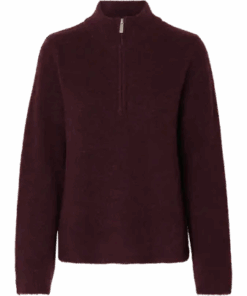 Lulu knit half zip, plomme