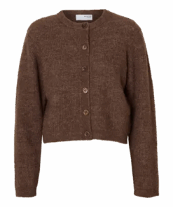 Sia ras knit cropped cardigan brun