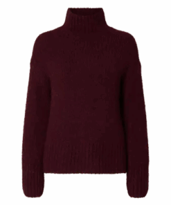 Gabriella knit high neck vinrød
