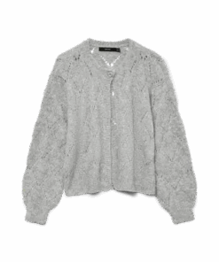 Shell one button cardigan lys grå