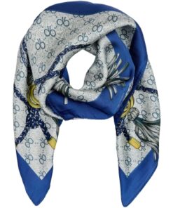 Silke skjerf blått mønster