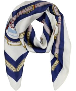 Silke skjerf blått/hvit