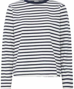 Mira loose genser blå/hvit