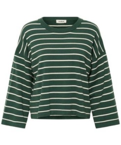 Spina boxy cropped genser grønn/hvit