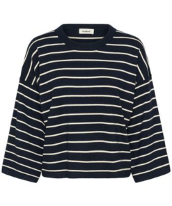 Spina boxy cropped genser marina blå/hvit