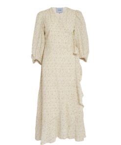 Mercine omslagskjole, rosa blomster