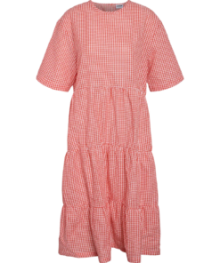 Eliza kort kjole rød/hvit rutete