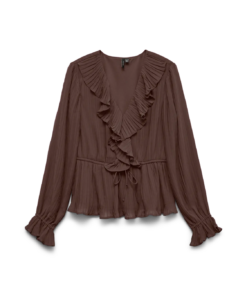 Dora frill bluse brun