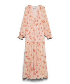 Maude lang kjole orange blomster