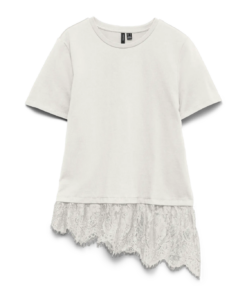 Brit o-neck lace t-skjorte hvit