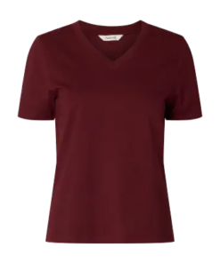 T-skjorte v-neck vinrød