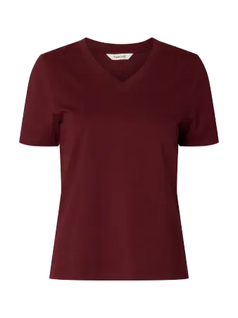 T-skjorte v-neck vinrød