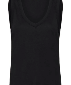 Cosetta v-neck tank topp armløs svart