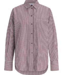 Jamie check poplin shirt vinrød