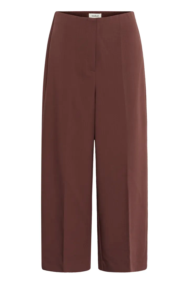 Corinne wide cropped bukse brun
