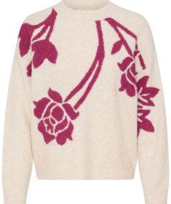Omea Flower genser 4 lang ermet hvit