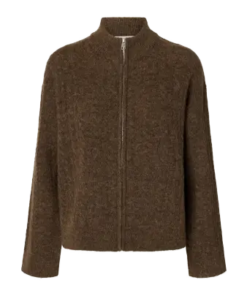 Lulu Cable Zipper cardigan brun