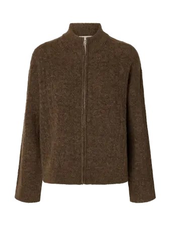Lulu Cable Zipper cardigan brun