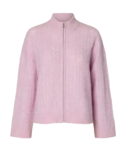 Lulu Cable Zipper cardigan lilla