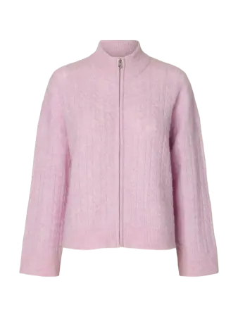 Lulu Cable Zipper cardigan lilla