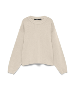 Gold Lux ribbet o-neck genser beige