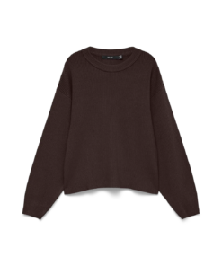 Gold Lux ribbet o-neck genser brun