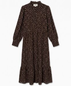 Noelle High neck ankel kjole brun